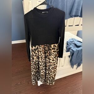 Black and Leopard Print Women's Dress